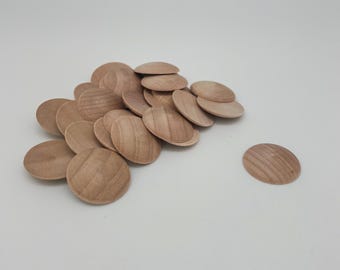 Set of 25 1" Domed Unfinished Wood Discs - Circles - Round - 3/16" Thick - Crafting Supplies
