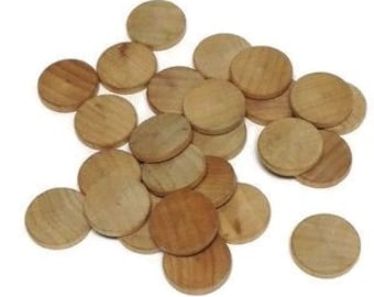 3/4" Wood Discs - Wood Circles - Set of 25 Unfinished Wood Coins - 1/8" Thick Wood Rounds - Wooden Circles