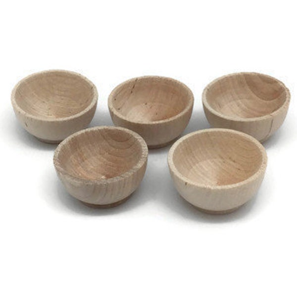 1 1/2" Miniature Wood Bowl - Set of 5 - Unfinished Wood Bowls - Wooden Bowls