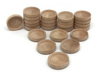 Wooden Checkers - Set of 24 - 1-1/4" Unfinished Wood - Wood Game Pieces - Wood Checkers - Stackable - DIY Checkers - Game Pieces - Game Part