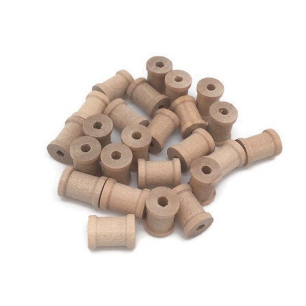 1/2" x 3/8" Wood Spools - Set of 25 - Unfinished - Wooden Spool - Miniature Wire Spool - Spool Beads - Spool Jewelry