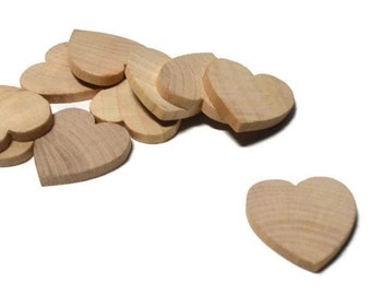 1" Wood Heart - Set of 25 Unfinished Wood Hearts - 1/8" Thick - Wooden Hearts - Heart Cut Out - Heart Shape