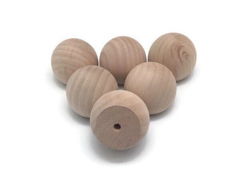1-1/2" Wood Ball Knobs - Doll Heads - Set of 6 Unfinished 1-1/2" Wooden Knobs - 3/16" Hole - 1-1/2 Drawer Pull - Drawer Knob