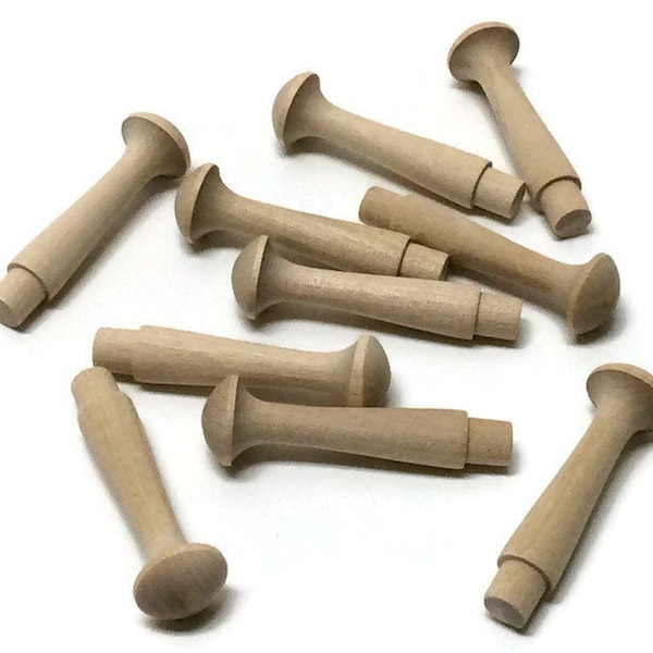 2 7/16" Wood Shaker Pegs - Set of 10 - Unfinished Wood - 3/8" Tenon - Wooden Shaker Peg - DIY Shaker Peg Rack