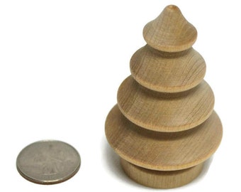 2-3/4" Wooden Christmas Tree - 1 Unfinished Wooden Christmas Tree - Wooden Tree - 3D Tree - Miniature Tree - Holiday Decor - DIY Decor