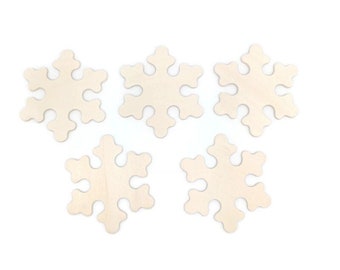 3" Snowflake - Set of 5 Unfinished Wood Snowflakes- 1/8" Thick - DIY Christmas Ornament Wooden Snowflakes