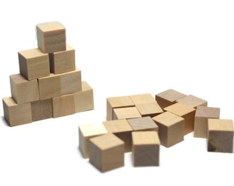 3/8" Solid Wood Blocks - Set of 25 - Unfinished - Wooden Cube - Craft Blocks - 3/8 Inch Blocks - Kids Blocks - Building Blocks