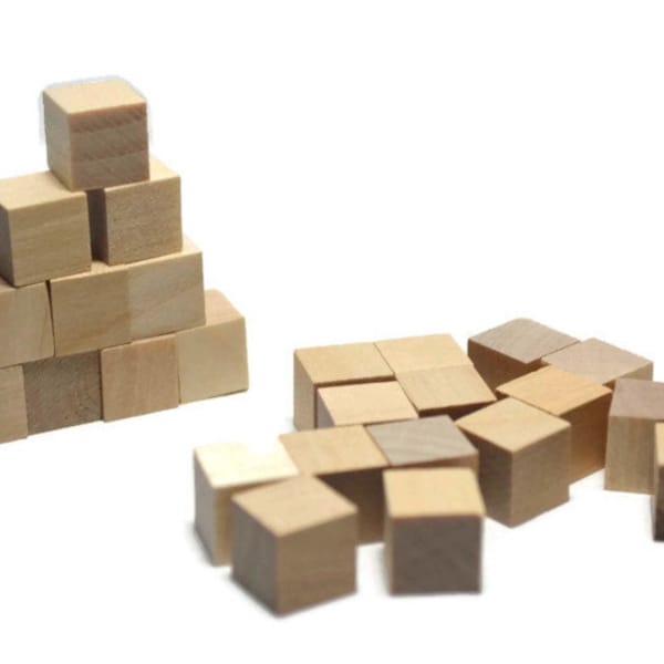 3/8" Solid Wood Blocks - Set of 25 - Unfinished - Wooden Cube - Craft Blocks - 3/8 Inch Blocks - Kids Blocks - Building Blocks