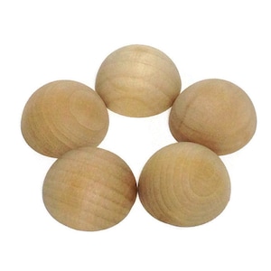1-1/2" Split Wood Balls - Set of 5 - Unfinished - Solid Wood - Split Wooden Balls - One and a Half Inch Balls