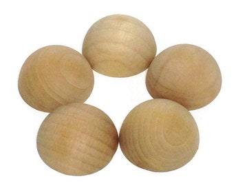 1-1/2" Split Wood Balls - Set of 5 - Unfinished - Solid Wood - Split Wooden Balls - One and a Half Inch Balls