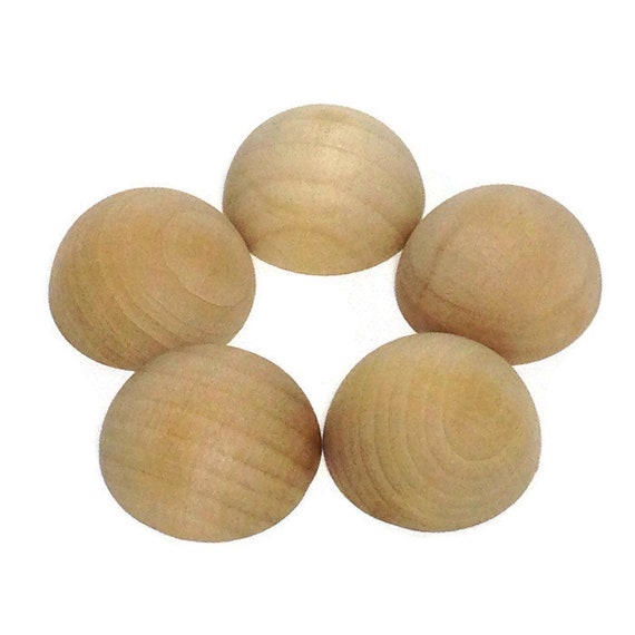 1-1/2 Split Wood Balls Set of 5 Unfinished Solid Wood Split Wooden