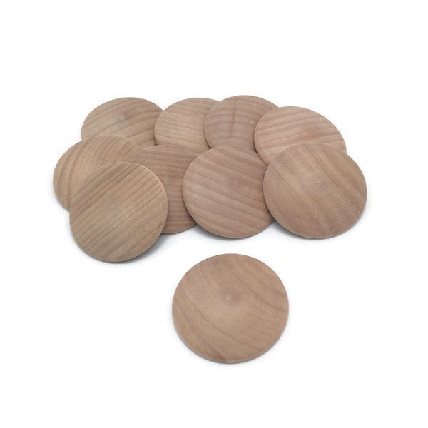 2" Domed Wood Discs - Set of 10 - Domed Wood Circles - Unfinished Domed Round - 5/16" Thick - 2 Inch Domed Disks