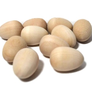 7/8" Wood Egg - Set of 10 Wooden Eggs - Wren Eggs - Unfinished - DIY