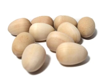 7/8" Wood Egg - Set of 10 Wooden Eggs - Wren Eggs - Unfinished - DIY