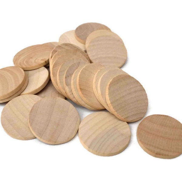 1-1/4" Wood Discs - Wood Coins - Set of 25 Unfinished Wood Rounds - Wood Circles - Craft Circles - Game Pieces - Flat Edge