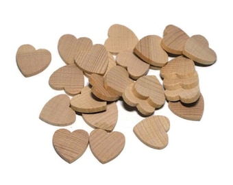 3/4" Wood Heart - Set of 25 Wood Hearts - 1/8" Thick Wooden Hearts - Small Wood Hearts - Heart Embellishments - Heart Cutouts