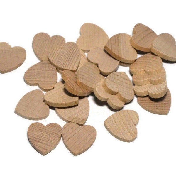 3/4" Wood Heart - Set of 25 Wood Hearts - 1/8" Thick Wooden Hearts