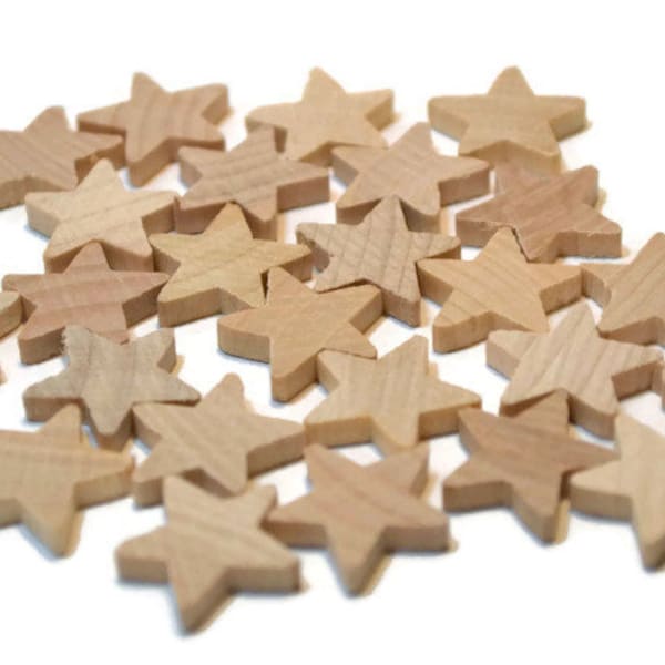 5/8" Wood Stars - Set of 25 - Unfinished Wooden Stars - 1/8" Thick Wood Star