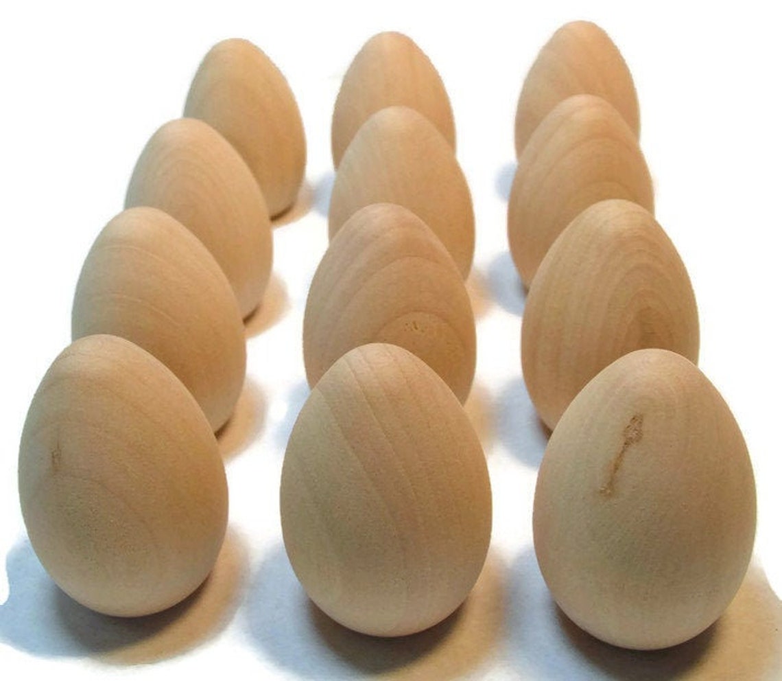 2 Wood Egg Set of 12 Unfinished Wooden Eggs Dozen Etsy