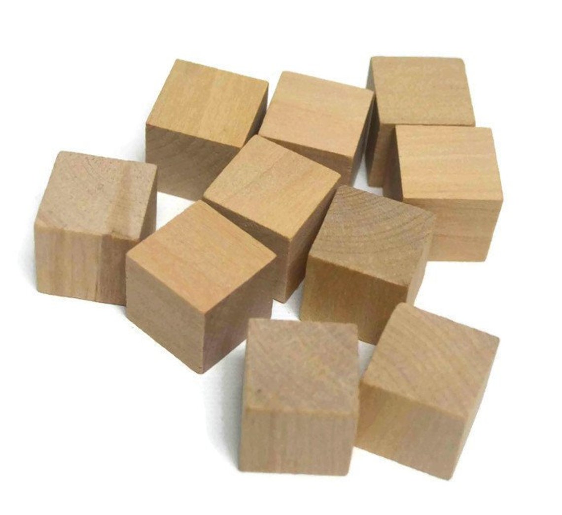3/4 Solid Wood Blocks Set of 10 Unfinished Wooden Etsy