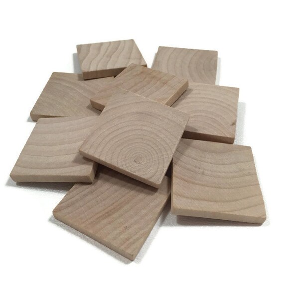 1 1/2 Wood Square Set of 10 Wood Tiles Unfinished Wood Wooden Squares 1/8  Thick 