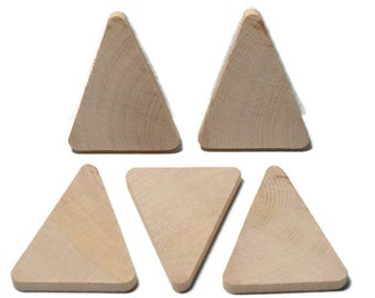 2-1/2" Wood Triangle - Set of 5 Unfinished Wood Triangles - 2" Wide - 1/4" Thick