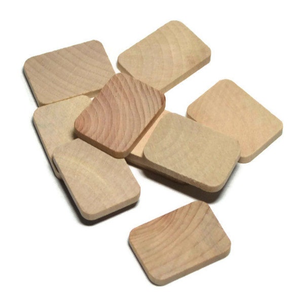 1" x 1-3/8" Wood Rectangles - Set of 10 Wood Tiles - Unfinished Wood - 3/16" Thick