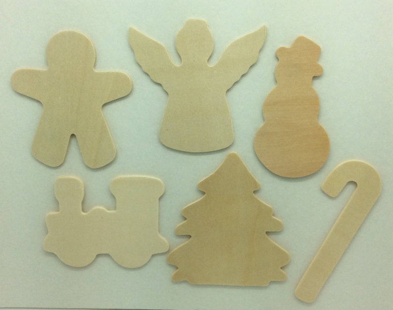 Set of 6 Unfinished Wood Christmas Cut Outs 1/8 Thick Etsy