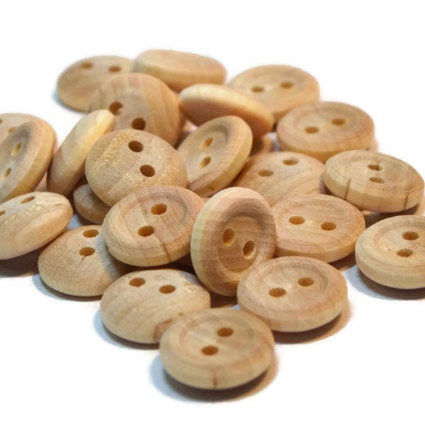1/2" Wood Buttons - Set of 25 - 1/2 Inch - Unfinished Wood - Wooden Button - DIY - Clothes Button