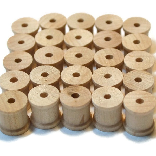 1/2" x 1/2" Wood Spools - 25 - Unfinished Wood - Wooden Spools - Thread Spools