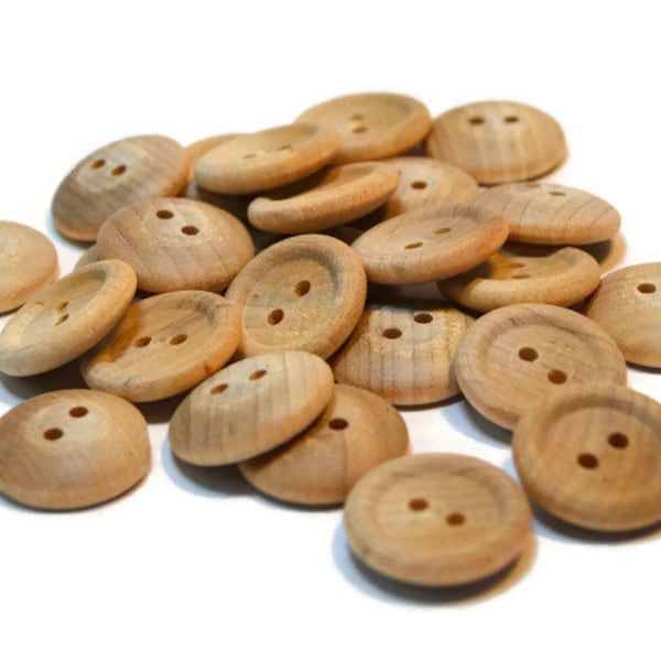 3/4 " Wood Buttons - Set of 25 - 3/4 Inch - Unfinished Wood - Wooden Button - 1/8" Thick - DIY