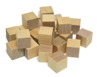 1/2" Solid Wood Blocks - Set of 25 - Unfinished - Wooden Cube - Craft Blocks - 1/2 Inch Block - 1/2 Inch Cube - Building Blocks