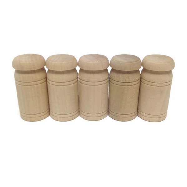 1-3/4" Wooden Milk Cans - Set of 5 Unfinished Wood - 7/8" Wood Milk Can Miniature - Miniature Milk Can - Doll House Milk Can - Milk Canister