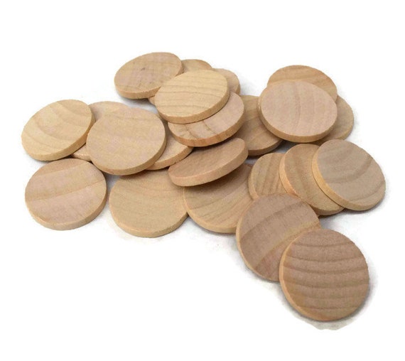1 Wood Disc Wood Coins Set of 25 Unfinished Wood Etsy