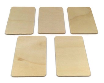 3" x 2"  Wood Rectangles - Set of 5 - Wood Tiles - Unfinished Wood - 1/8" Thick - Wooden Rectangle