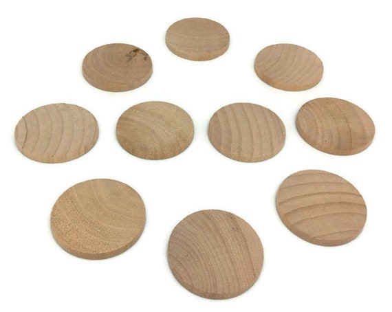 1-3/4 Wood Discs - Wood Circles - Set of 10 - Unfinished - Wood Rounds -  Wood Coins - Craft Circles - Game Pieces