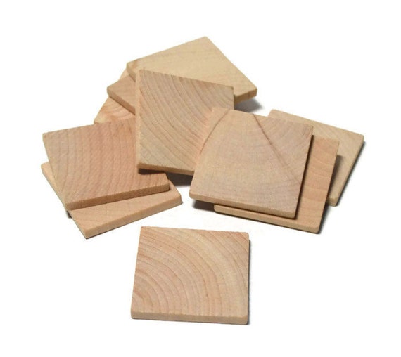 1-1/4 Wood Squares - Set of 10 - Wood Tiles - Unfinished Wood - 1/8 Thick