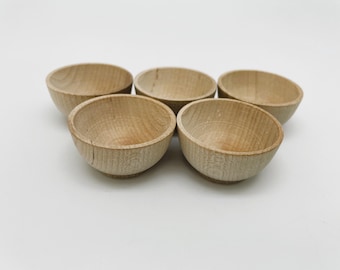 1 1/2" Miniature Wood Bowl - Set of 5 - Unfinished Wood Bowls - Wooden Bowls