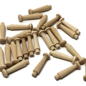 1 1/2" Wood Shaker Pegs - Set of 25 - Unfinished Wood - 1/4" Tenon - Wooden Shaker Peg - DIY Peg Rack - Pegboard Hooks - Natural Wood Pegs