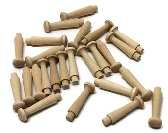 1 3/4" Wood Shaker Pegs - Set of 25 - Unfinished Wood - 1/4" Tenon - Wooden Shaker Peg - DIY Shaker Peg Rack