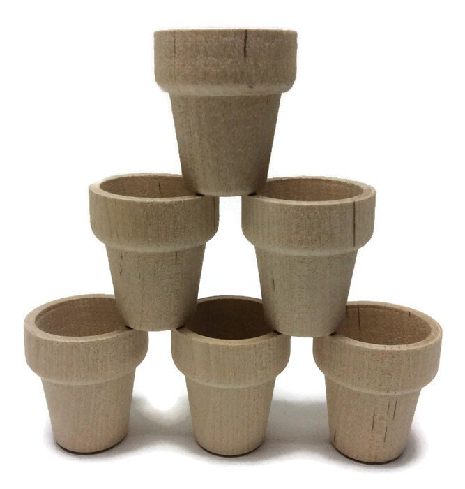 19/16 Wood Flower Pot Set of 6 Mini Flower Pots Etsy