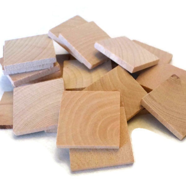 1" Wood Squares - Set of 25 - Wood Tiles - Unfinished Wood Square - 1/8" Thick