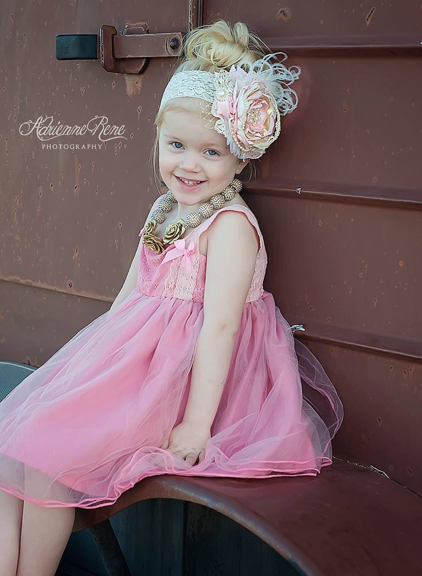 Pink Champagne Over the Top Headband Pink and Gold Headband - Etsy