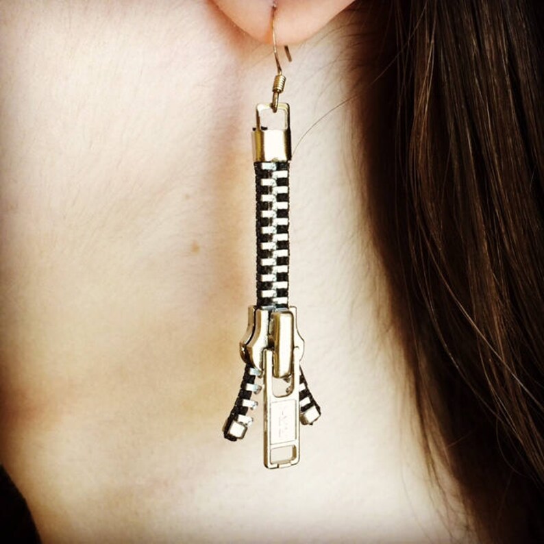 Zipping Zipper Earrings Etsy