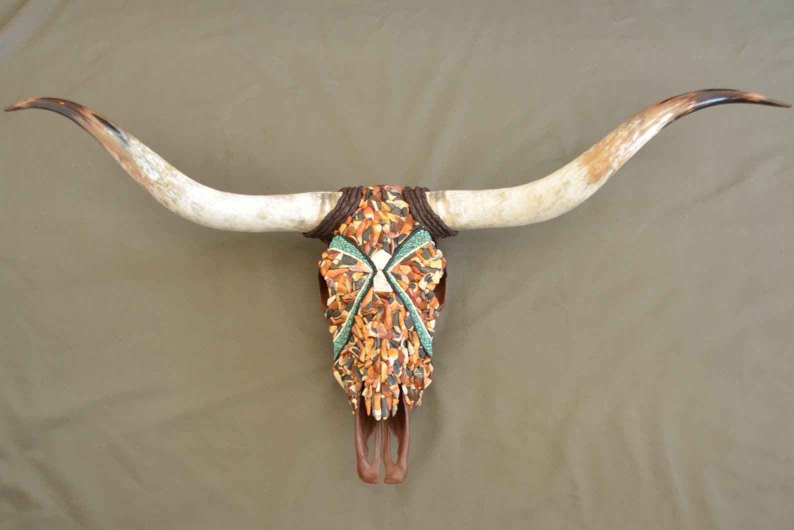 Longhorn Steer Skull with Kingman Turquoise Pavé Buffalo Etsy