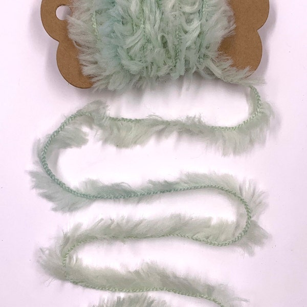 3 Yds Medium Fuzzy Eyelash Trim (Mint Green) Novelty Fibers Scrapbook Mixed Media Journals Tags Art Yarn Crafts Collage Embellishment