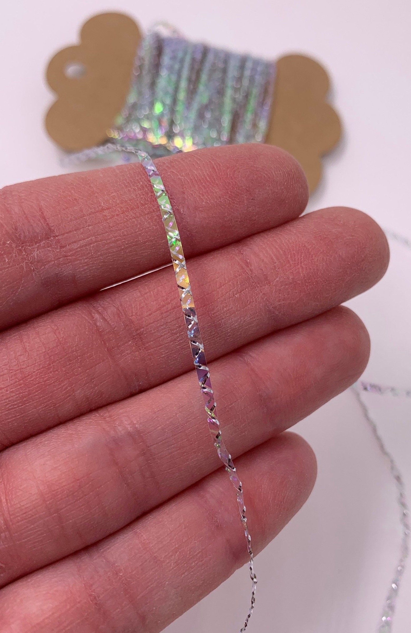 5 Yds 1/16 Cellophane Ribbon silver Holographic Etsy
