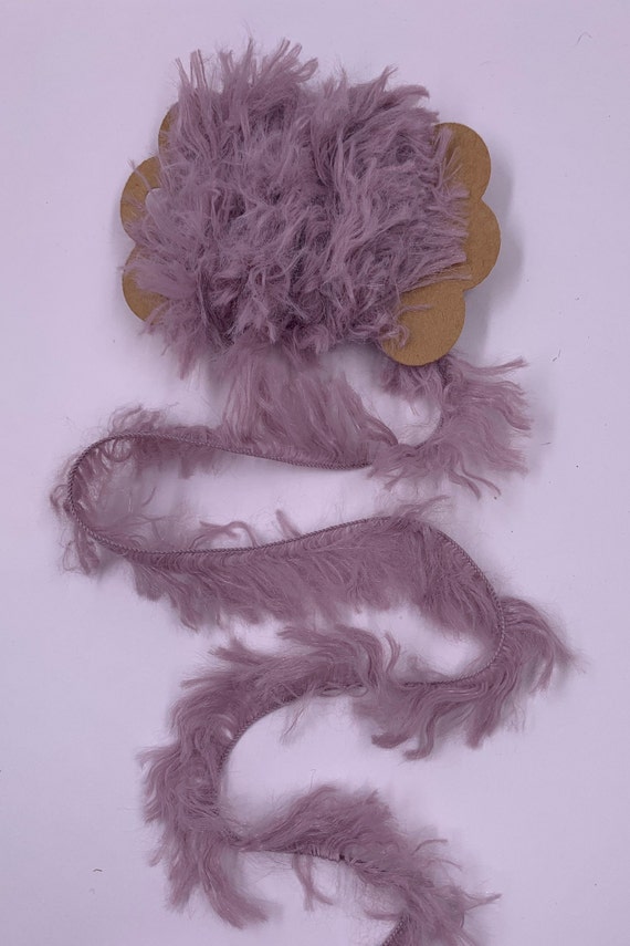 3 Yds Fur-like Eyelash Trim (Purple) Novelty Fibers Scrapbook Mixed Media Junk Journals Tags Art Yarn Crafts Collage Cards Embellishments
