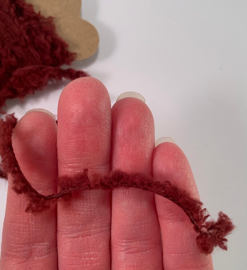 3 Yds Short Fuzzy Eyelash Trim Burgundy Soft Novelty Fibers Scrapbook Mixed Media Journals Tags Art Yarn Crafts Collage Embellishment