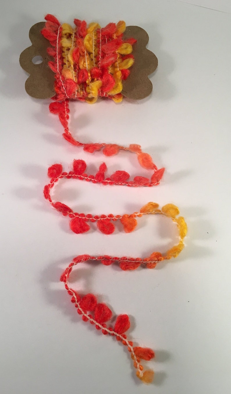 Novelty Fibers for Scrapbooks Mixed Media Junk Journals Tags Art Yarn Crafts Collage Cards Embellishments OrangeYellow 3 Yds Boucle Trim